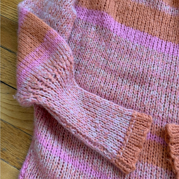 Striped Pink and Orange Women's Sweater free people - Picture 2 of 4